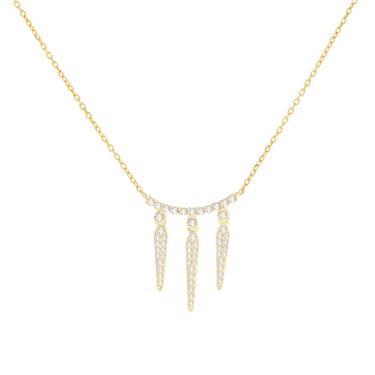 14K Gold Diamond Triple Spike Necklace 14K - Adina Eden's Jewels