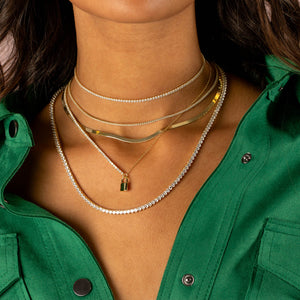 Chain x Tennis Lock Necklace - Adina Eden's Jewels