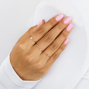  Mini Lightning Bolt Ring 14K - Adina Eden's Jewels