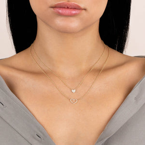  Mini Pavé Diamond Heart Necklace 14K - Adina Eden's Jewels
