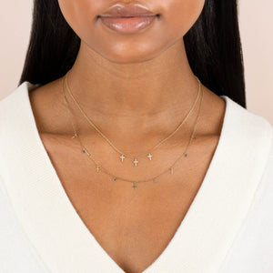  Triple Diamond Cross Necklace 14K - Adina Eden's Jewels