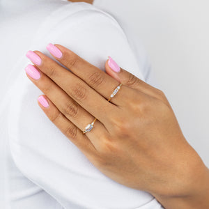  CZ Emerald Dainty Ring 14K - Adina Eden's Jewels