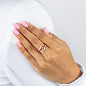  Diamond Butterfly Beaded Ring 14K - Adina Eden's Jewels