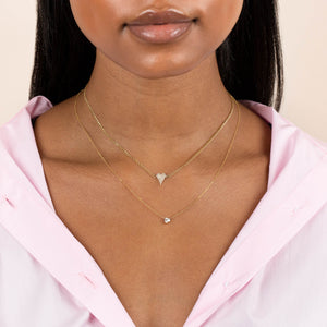  Diamond Heart Cuban Necklace 14K - Adina Eden's Jewels