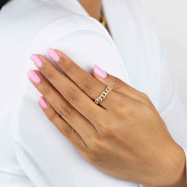  Diamond Chunky Cuban Chain Ring 14K - Adina Eden's Jewels