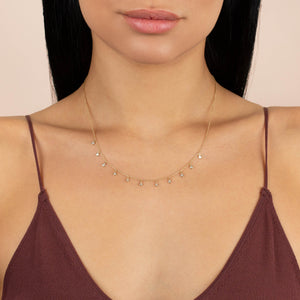  CZ Bezel Dangling Necklace 14K - Adina Eden's Jewels