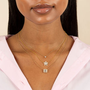  Diamond Illusion Sideways Baguette Pendant Necklace 14K - Adina Eden's Jewels