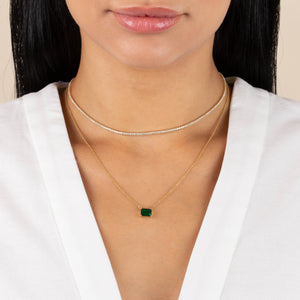  Diamond Emerald Stone Necklace 14K - Adina Eden's Jewels