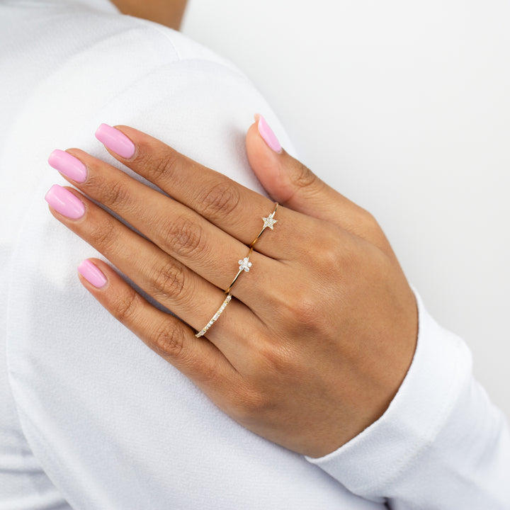  Mini Baguette X CZ Stone Ring 14K - Adina Eden's Jewels