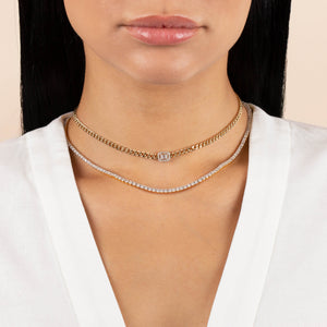  CZ Illusion Cuban Choker 14K - Adina Eden's Jewels
