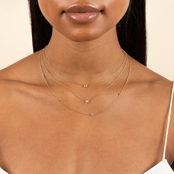  Diamond Itty Bitty Flower Necklace 14K - Adina Eden's Jewels