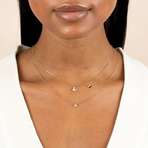  Diamond X Solid Butterfly Necklace 14K - Adina Eden's Jewels