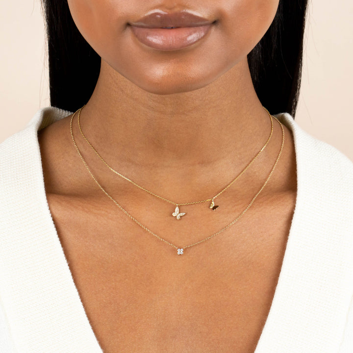  Diamond X Solid Butterfly Necklace 14K - Adina Eden's Jewels