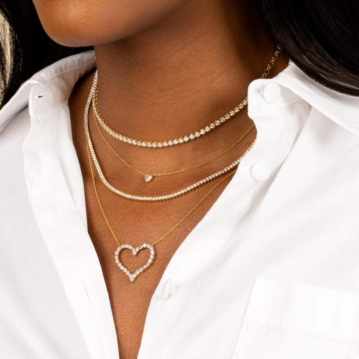  Large Diamond Heart Necklace 14K - Adina Eden's Jewels
