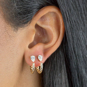  CZ Teardrop Rope Hoop Earring - Adina Eden's Jewels