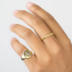  Engraved Rectangle Pinky Ring - Adina Eden's Jewels