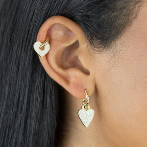  Pavé Open Heart Huggie Earring - Adina Eden's Jewels