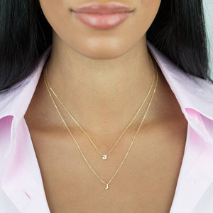  Tiny Lowercase Pavé Initial Necklace - Adina Eden's Jewels