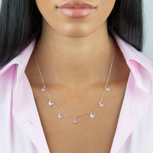  Pavé Pastel Butterflies Necklace - Adina Eden's Jewels