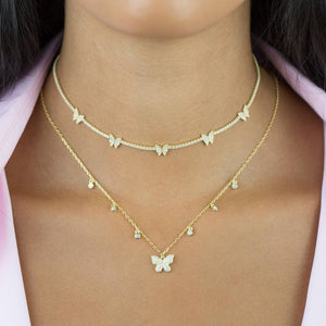  CZ Bezel Butterfly Necklace - Adina Eden's Jewels