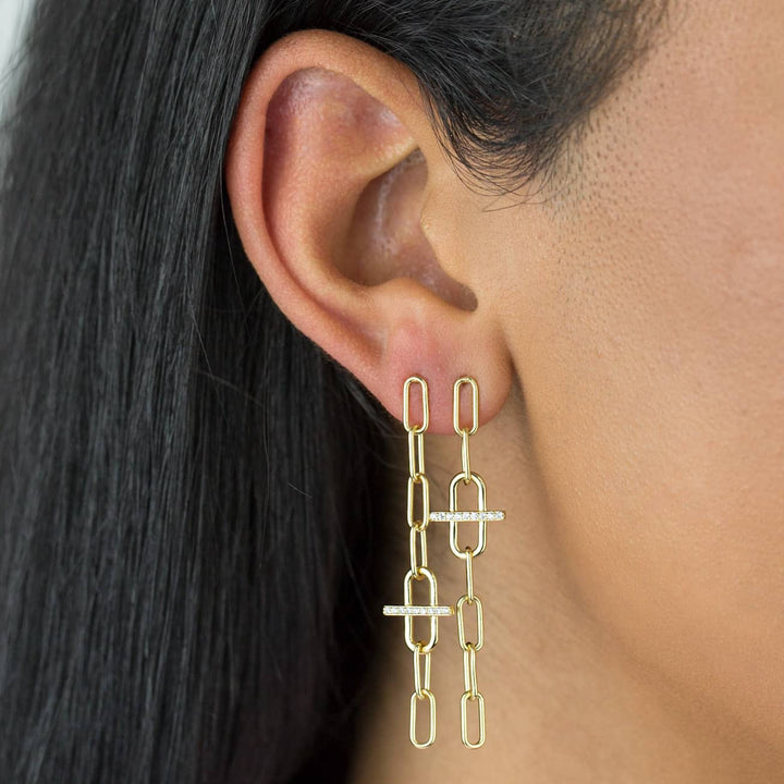  CZ Toggle Link Drop Stud Earring - Adina Eden's Jewels