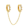Gold / Single Double Huggie Baguette Chain Earring - Adina Eden's Jewels