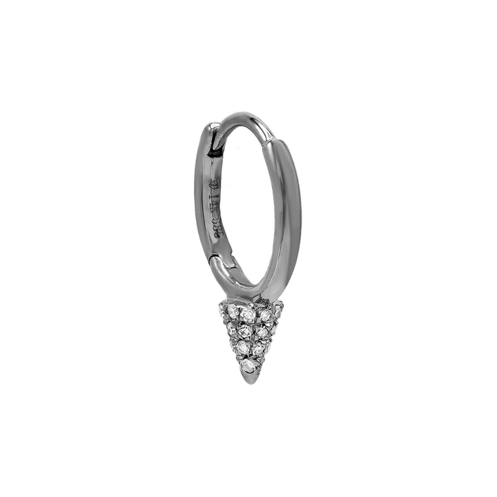 14K Black Rhodium / Single Onyx Diamond Point Huggie Earring 14K - Adina Eden's Jewels
