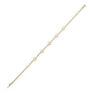 14K Gold Heart x Round Diamond Tennis Bracelet 14K - Adina Eden's Jewels