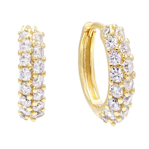 Gold Wide Pavé Huggie Earring - Adina Eden's Jewels