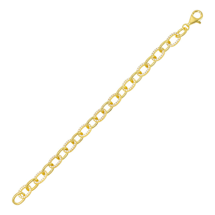Gold Circular Pavé Link Bracelet - Adina Eden's Jewels