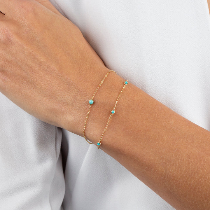  Turquoise Bezel Bracelet 14K - Adina Eden's Jewels