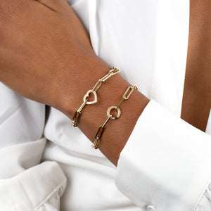  Diamond Clicker Paperclip Bracelet 14K - Adina Eden's Jewels