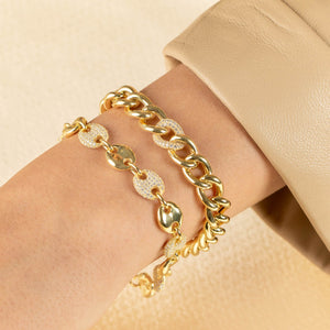  Pavé Puff Mariner Chain Bracelet - Adina Eden's Jewels