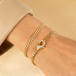  Pavé Cuban Chain Clasp Bracelet - Adina Eden's Jewels