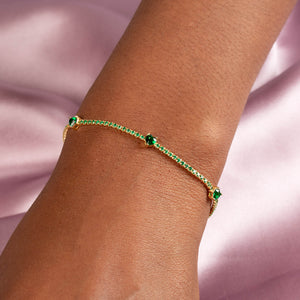  Colored Multi Heart Thin Tennis Bracelet - Adina Eden's Jewels