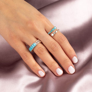  Turquoise X CZ Baguette Eternity Ring - Adina Eden's Jewels