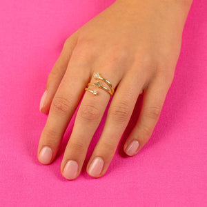  Pavé Butterfly x Star Triple Row Ring - Adina Eden's Jewels