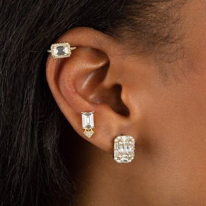  CZ Colored Emerald Stone Stud Earring - Adina Eden's Jewels