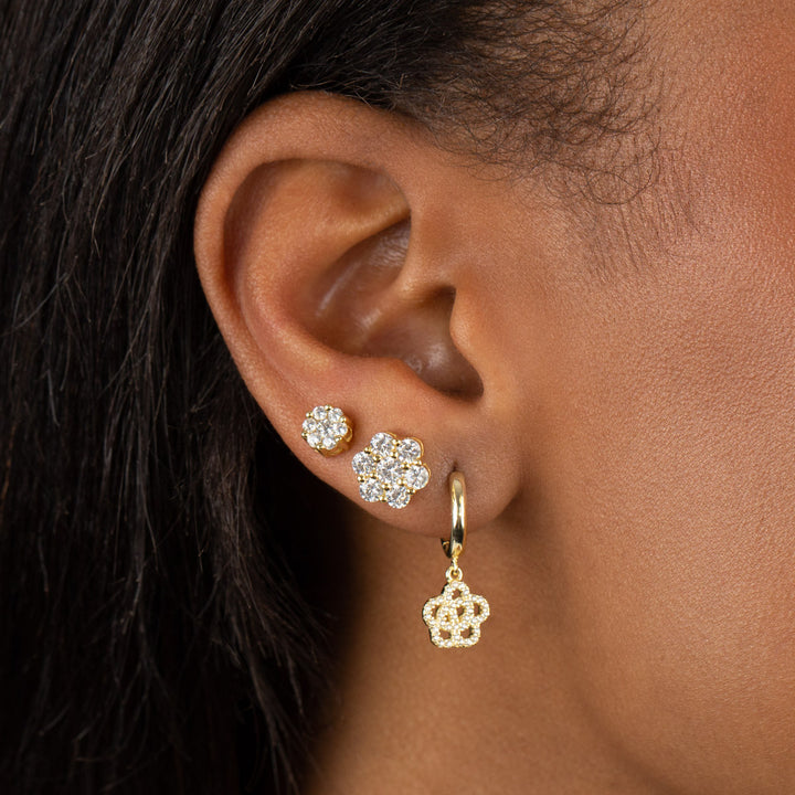  CZ Rose Flower Huggie Earring - Adina Eden's Jewels