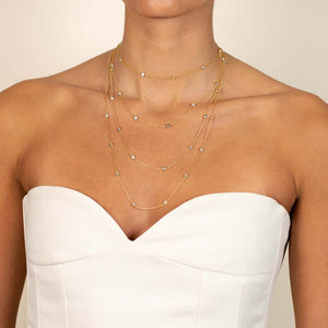  CZ Bezel Ball Chain Necklace - Adina Eden's Jewels
