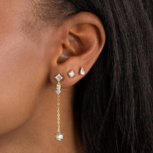  CZ Multi Shape Chain Drop Earring - Adina Eden's Jewels