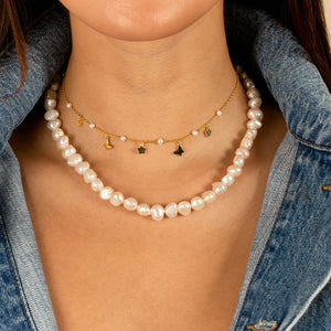  Charm x Pearl Necklace - Adina Eden's Jewels