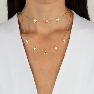  Pavé Initial Multi Heart Necklace - Adina Eden's Jewels
