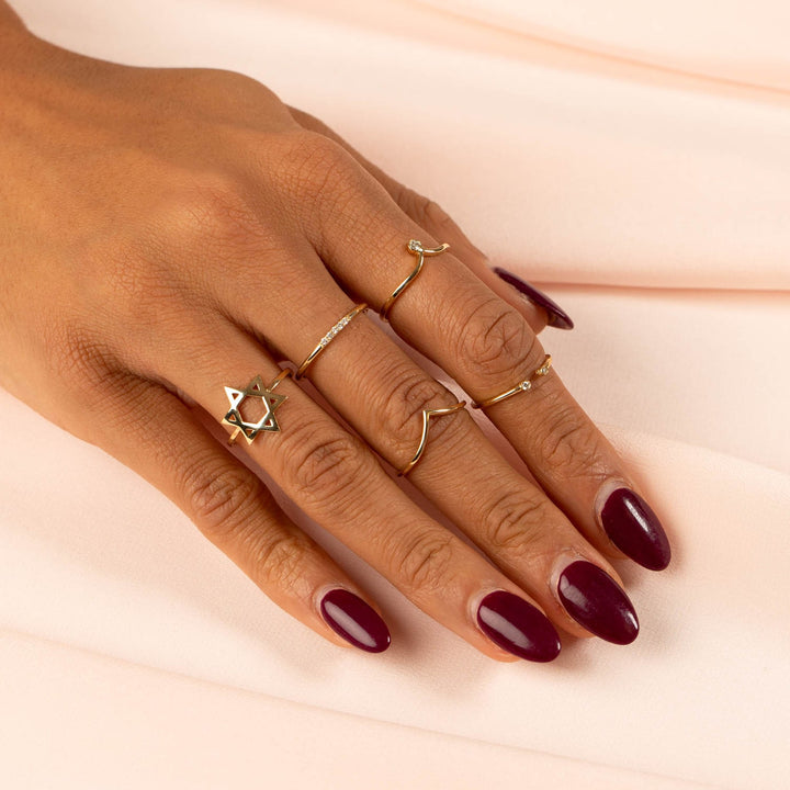  Diamond Bezel Drop Ring 14K - Adina Eden's Jewels