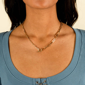  Toggle Paperclip Chain Necklace 14K - Adina Eden's Jewels