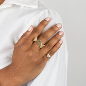  Solid Double Butterfly Ring - Adina Eden's Jewels