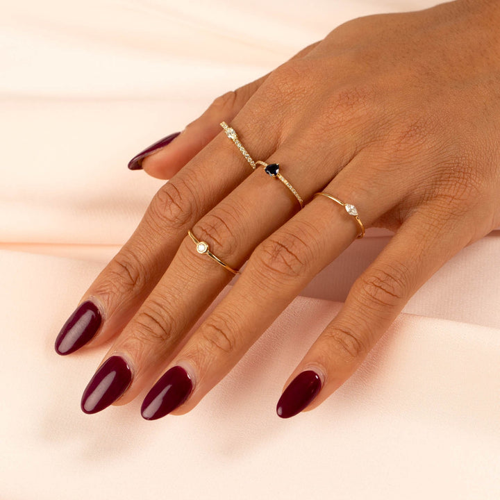  Diamond Pavé x Sapphire Heart Ring 14K - Adina Eden's Jewels