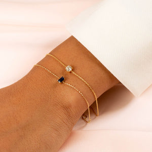  Tiny Diamond Colored Baguette Bracelet 14K - Adina Eden's Jewels