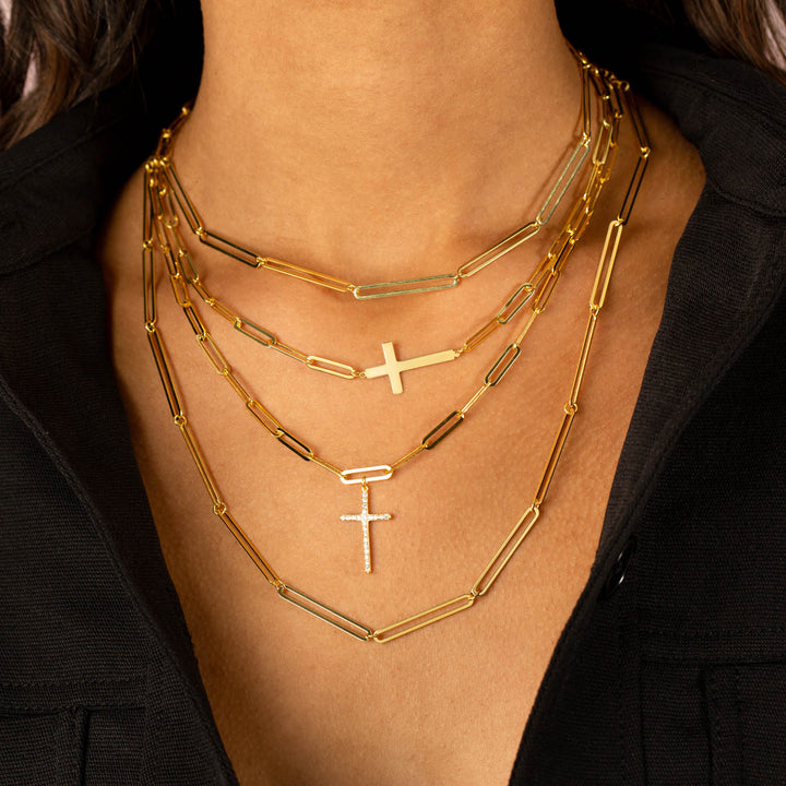  Solid Cross Paperclip Necklace - Adina Eden's Jewels
