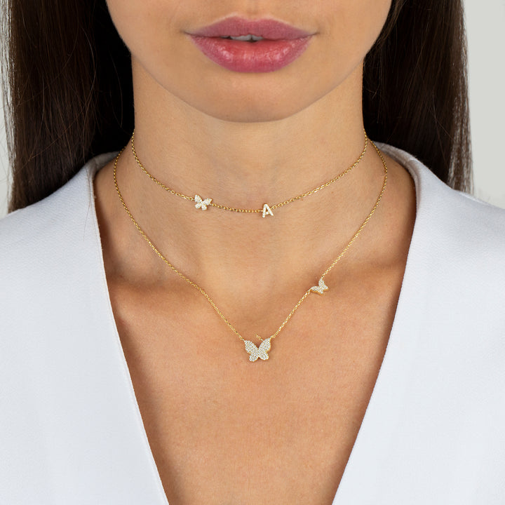  Pavé Butterfly Initial Choker - Adina Eden's Jewels